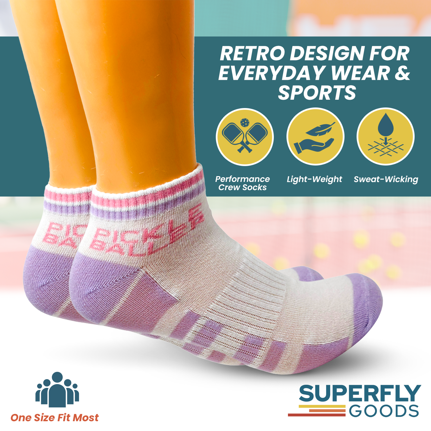 Pickle Baller Pink Ankle Socks Pickleball