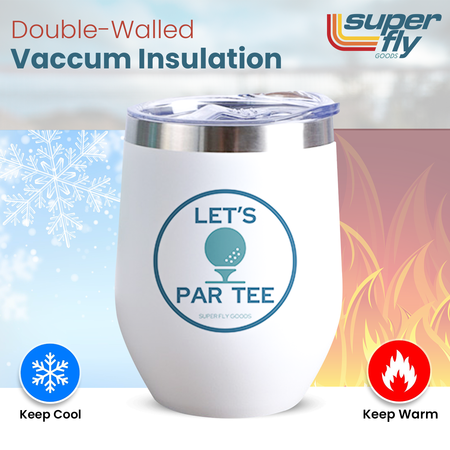 12oz Golf Mug – Insulated Stainless Steel Tumbler with Lid