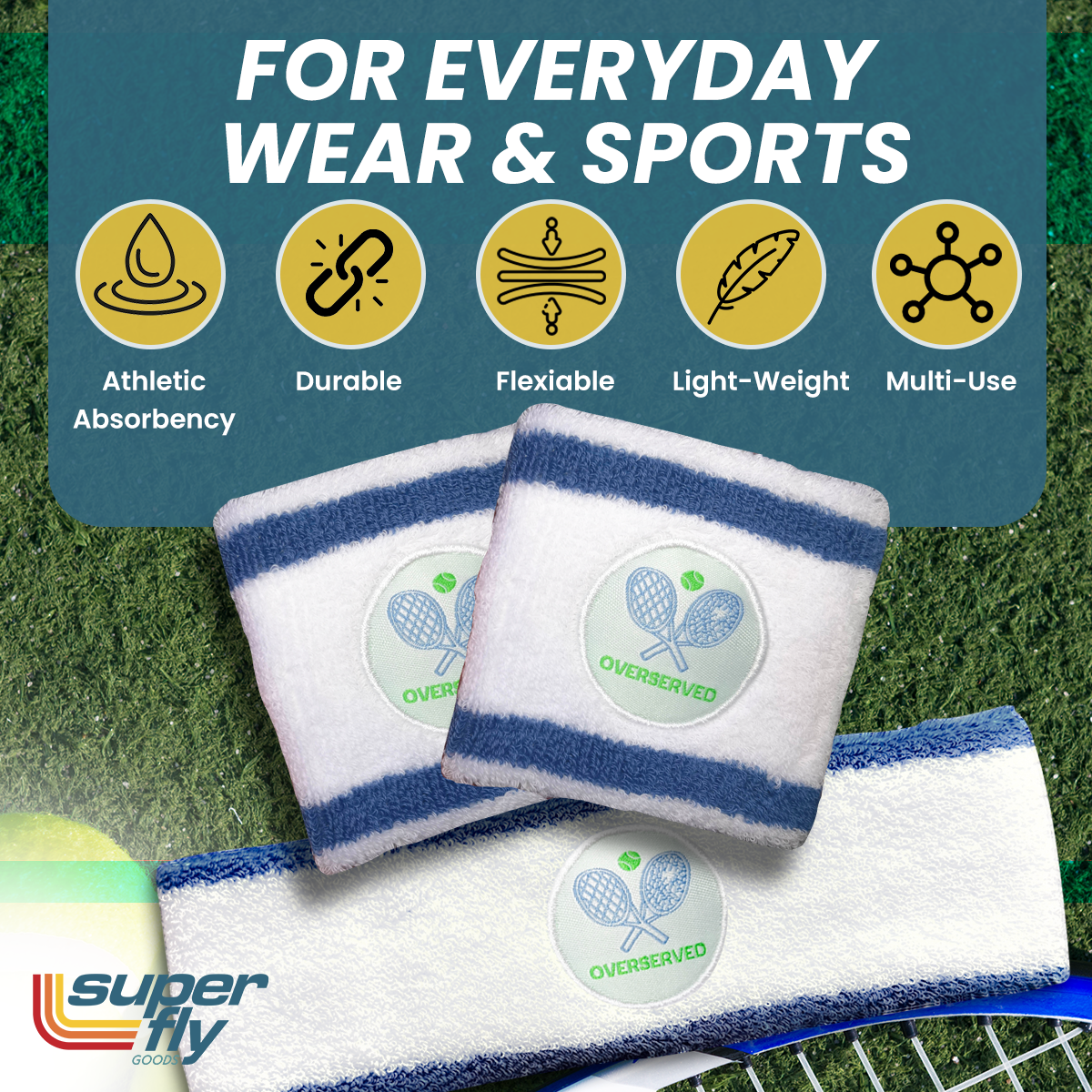 Super Fly Goods Tennis Wristband and Headband Set
