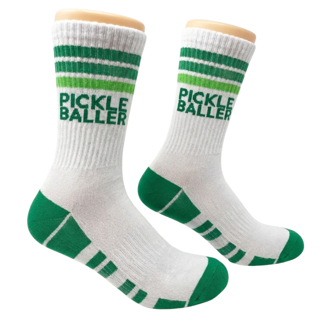 Pickleball Crew Socks Men & Women Novelty Athletic Socks Green