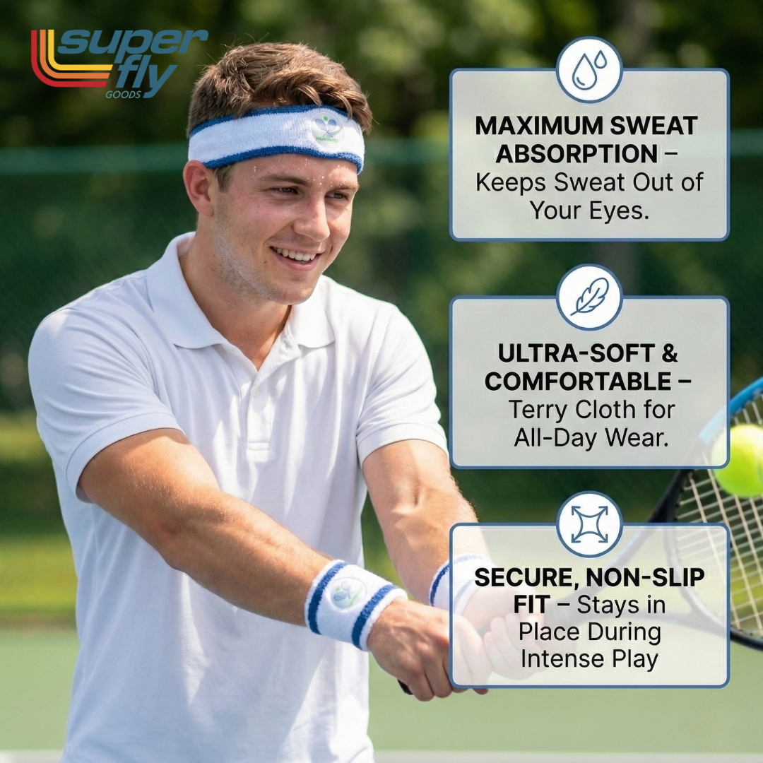 Super Fly Goods Sweatbands Set Tennis | Great Gift