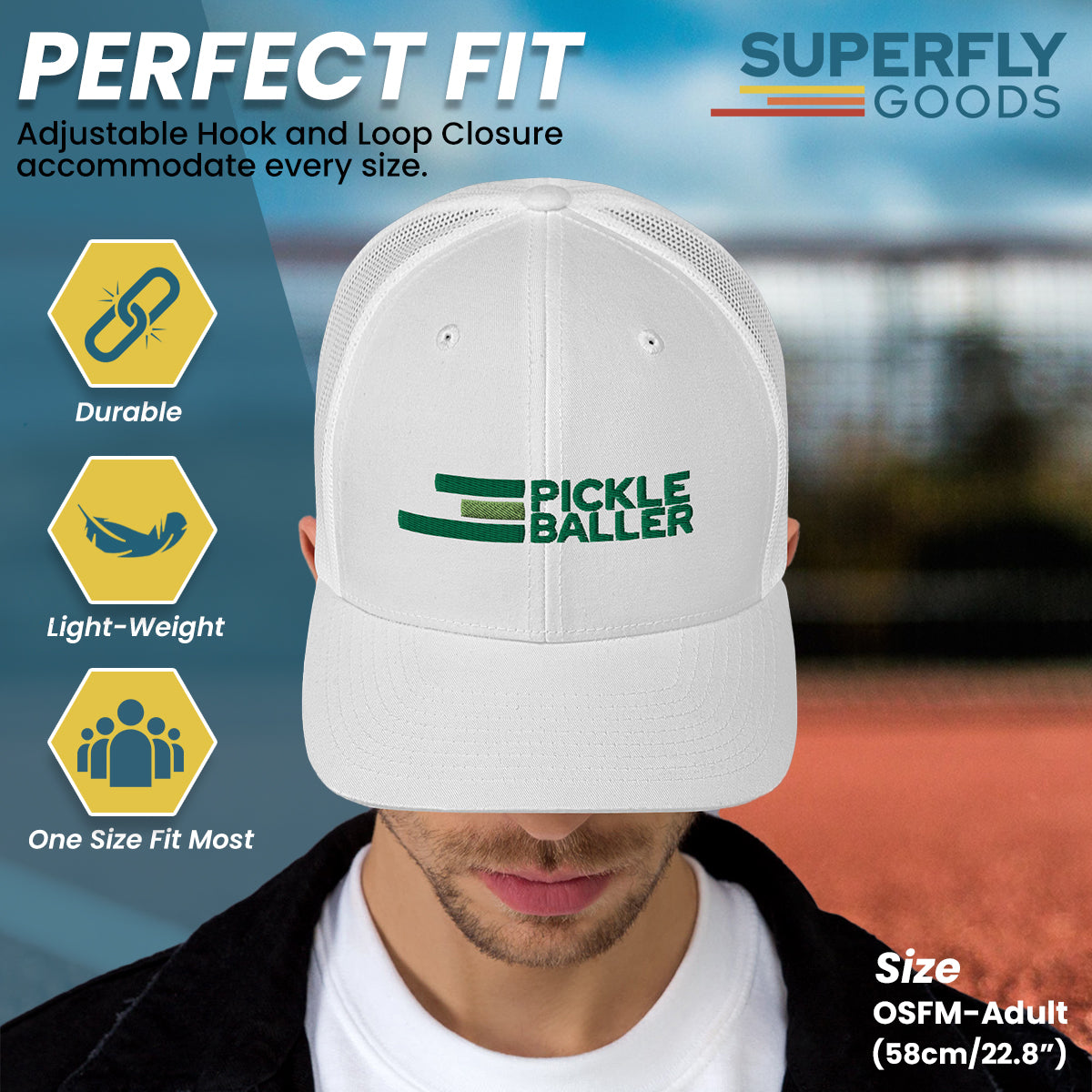 Retro Pickleball Hat White