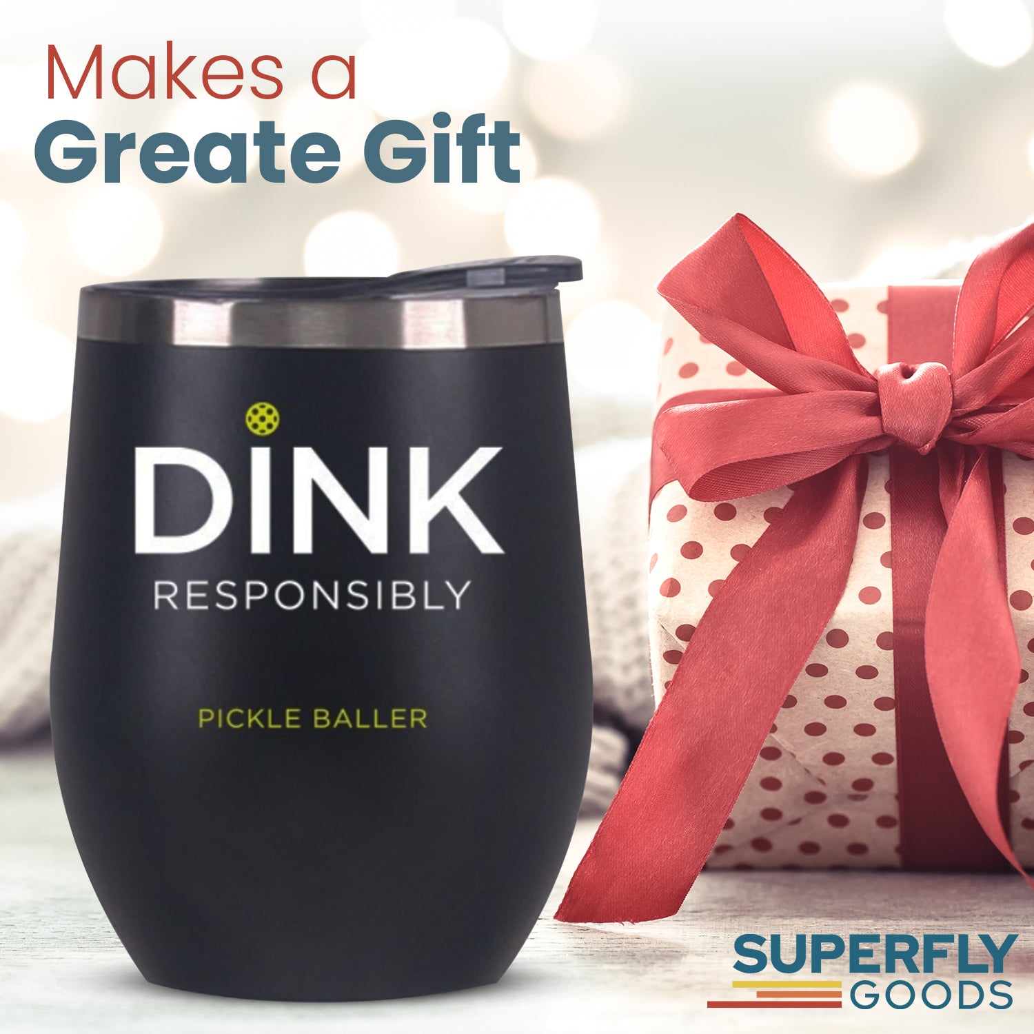 Dink Responsibly Pickleball Premium Stainless Steel Insulated Tumbler 12 oz, Leak-Proof