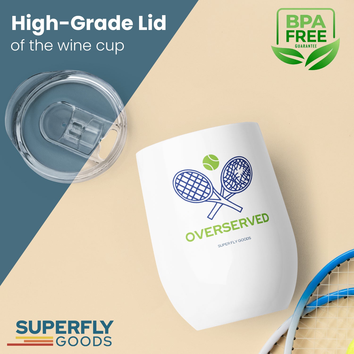 Tennis Lovers Premium Stainless Steel Insulated Tumbler 12 oz, Leak-Proof