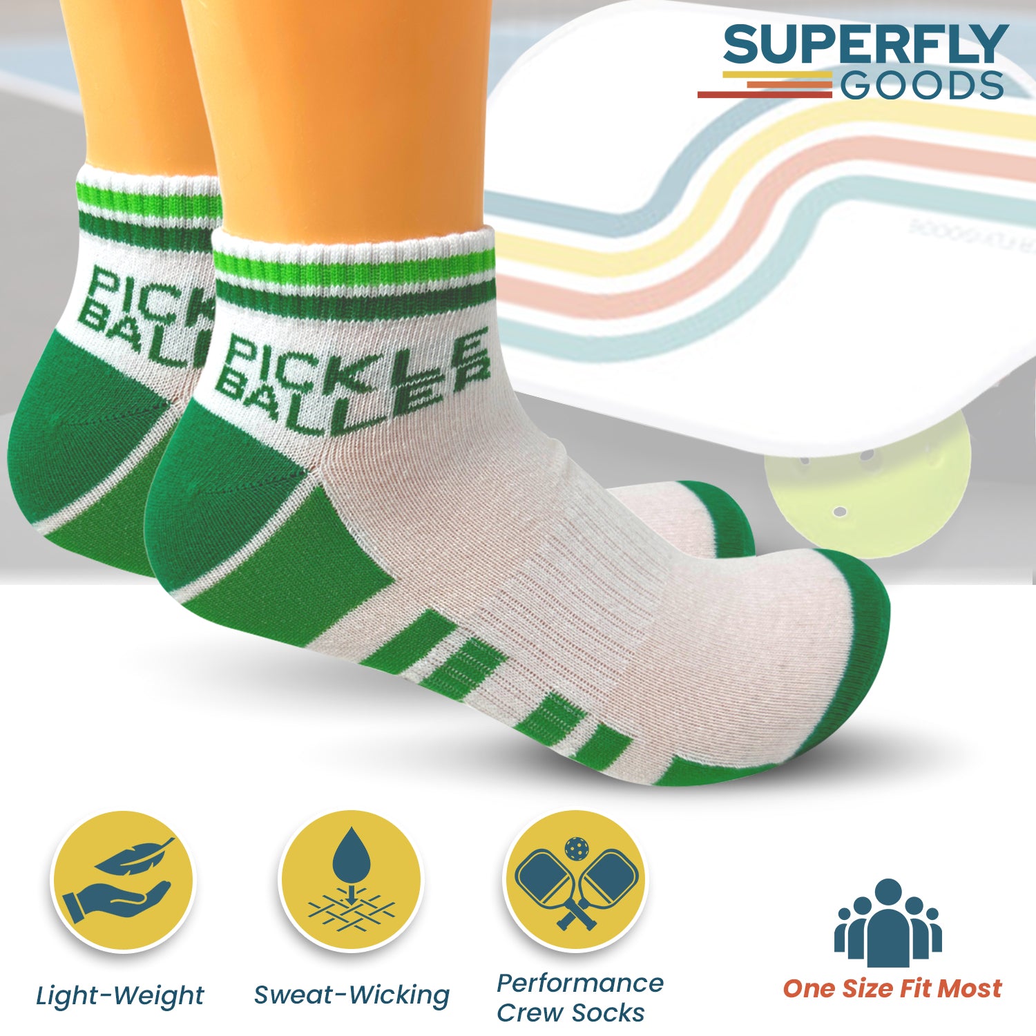 Pickleball Ankle Socks Men & Women Athletic Socks Green