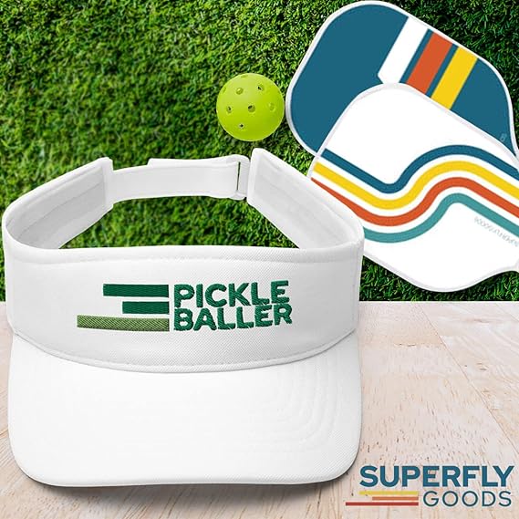 Pickle Baller Retro Pickleball Visor Fun Pickle Ball Gift  Men's and Women's White