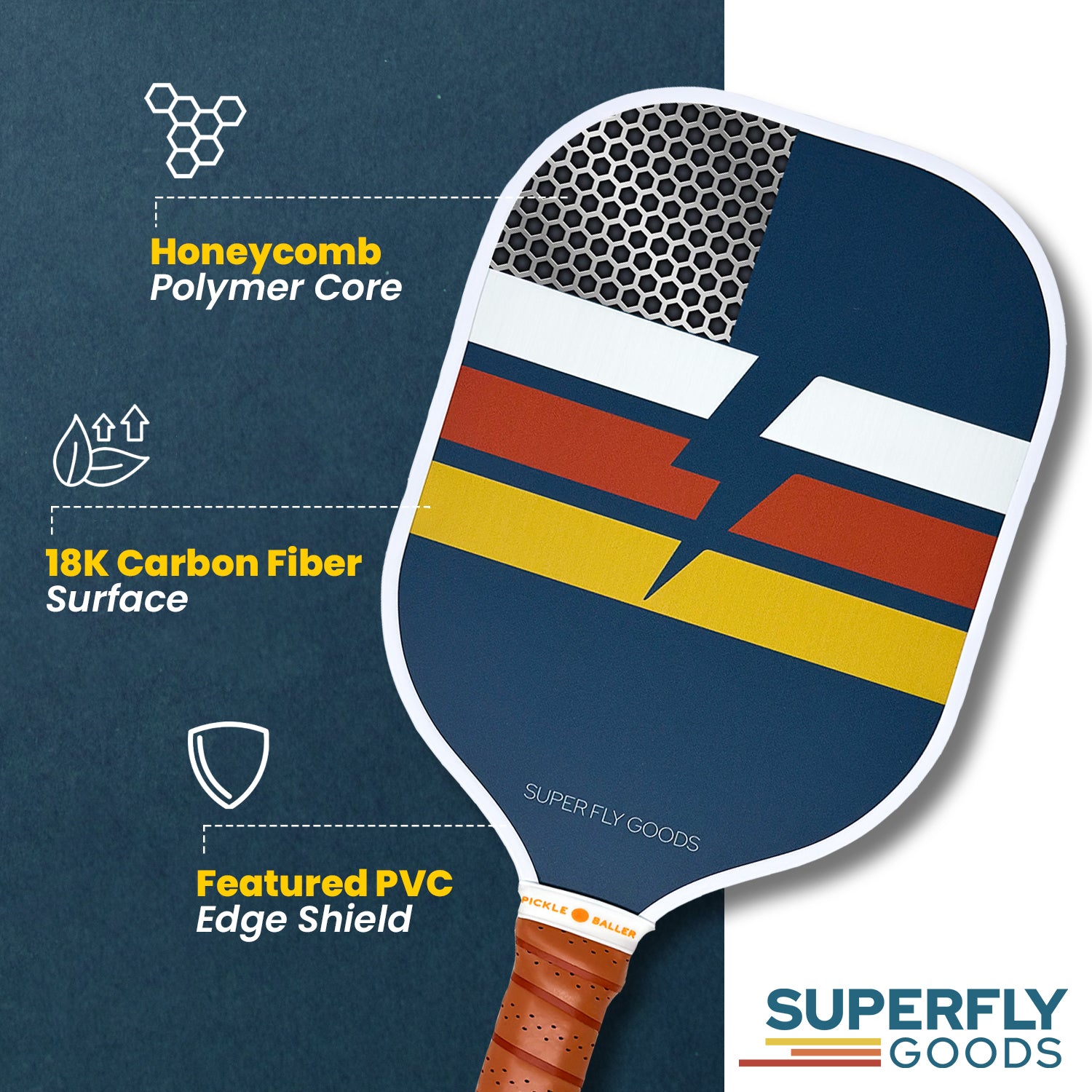 Super Fly Goods Pickleball Paddle Retro Bolt
