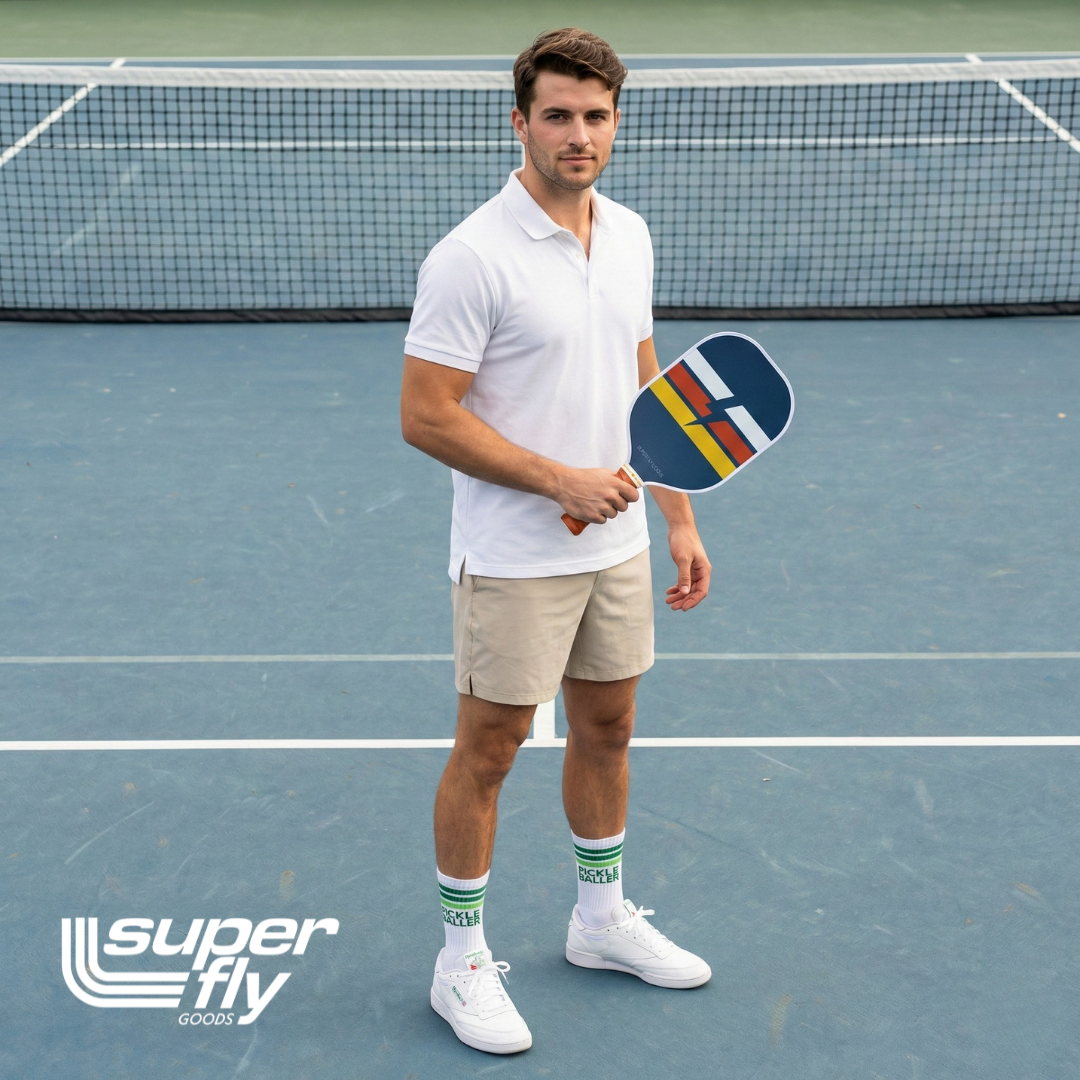 Pickleball Crew Socks Men & Women Novelty Athletic Socks Green