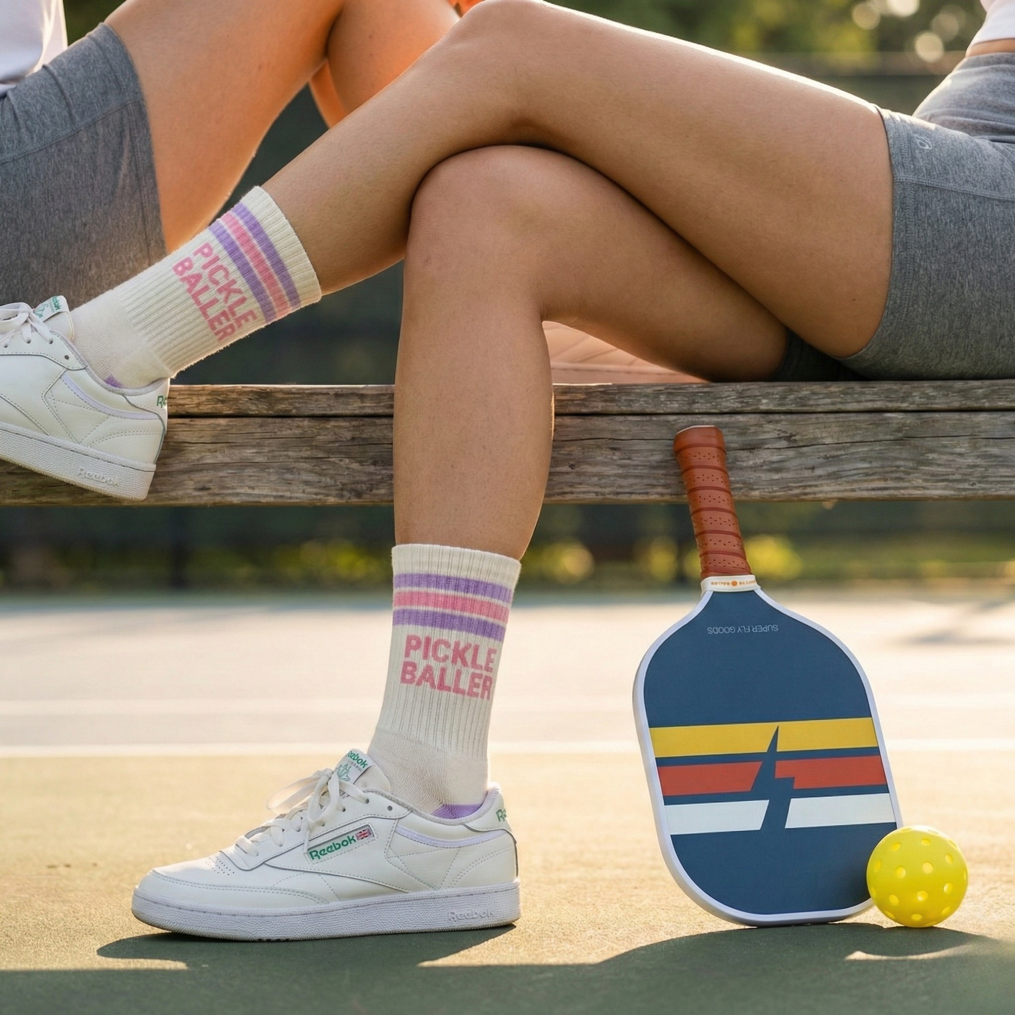 Pickleball Crew Socks Men & Women Athletic Socks Pink