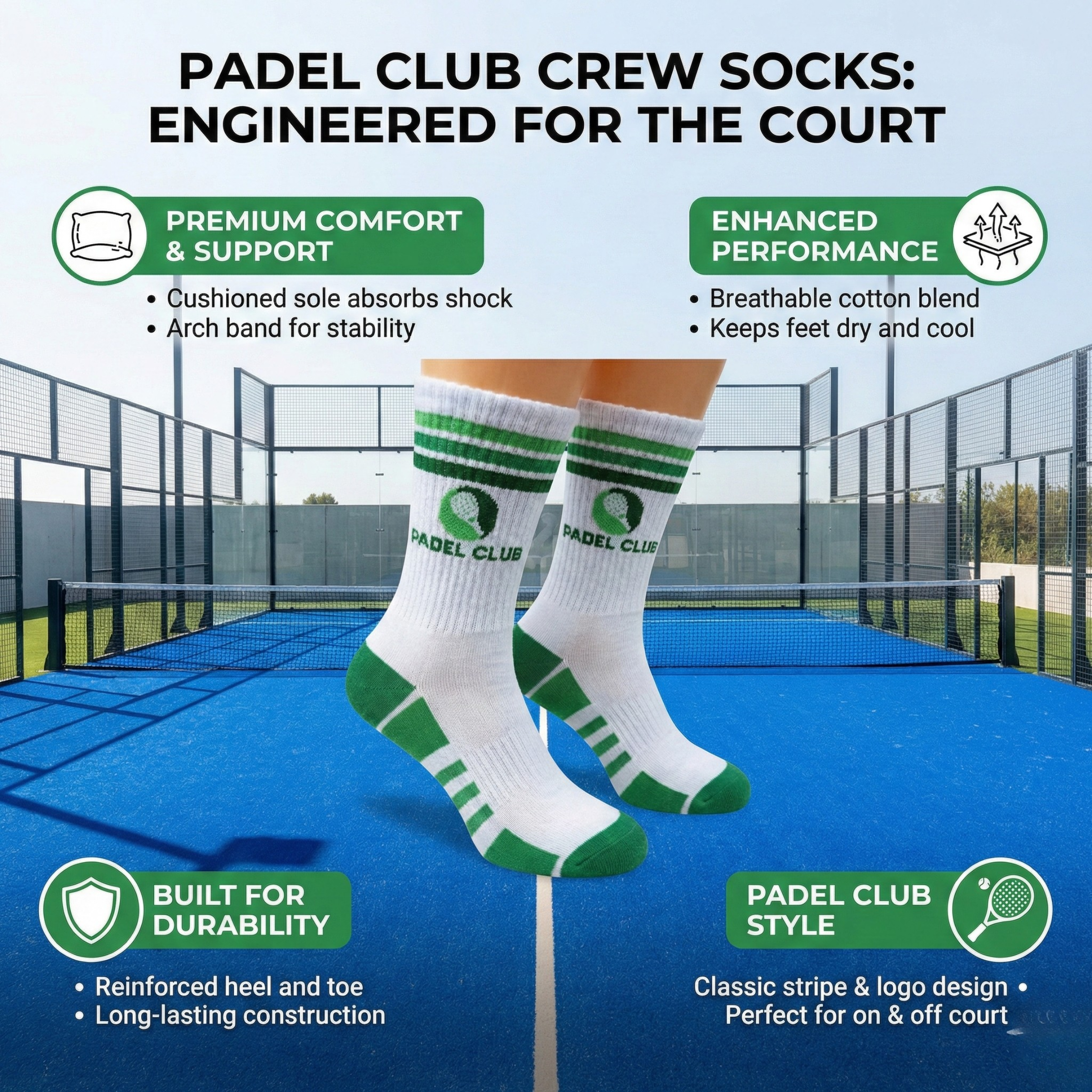 Padel Crew Socks Men & Women Novelty Athletic Socks