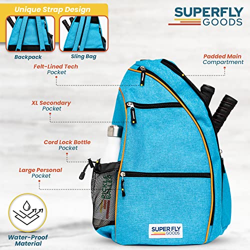 Pickleball Tennis Bag Backpack or Sling Reversible Bag Blue
